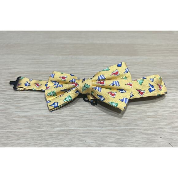 Lauren Ralph Lauren Yellow Silk Bow Tie w/ A Nautical Signal Flag Pattern - Picture 3 of 6